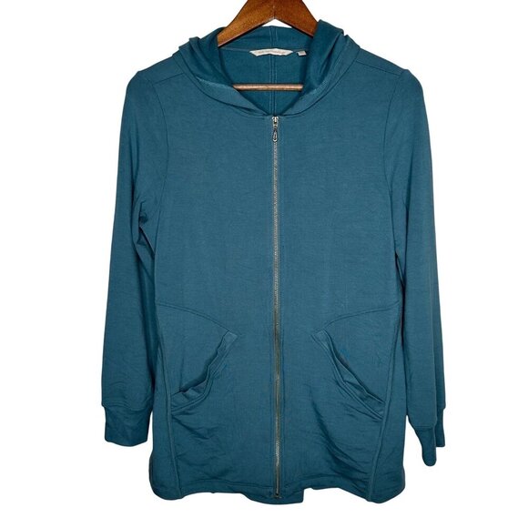 Soft‎ Surroundings hooded jacket green zip up Sz Small - Picture 1 of 7